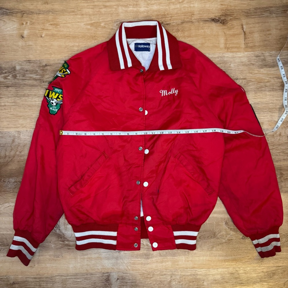 Vintage Holloway Hinsdale Hurricanes Soccer Varsity Jacket Red IWSSL Patches